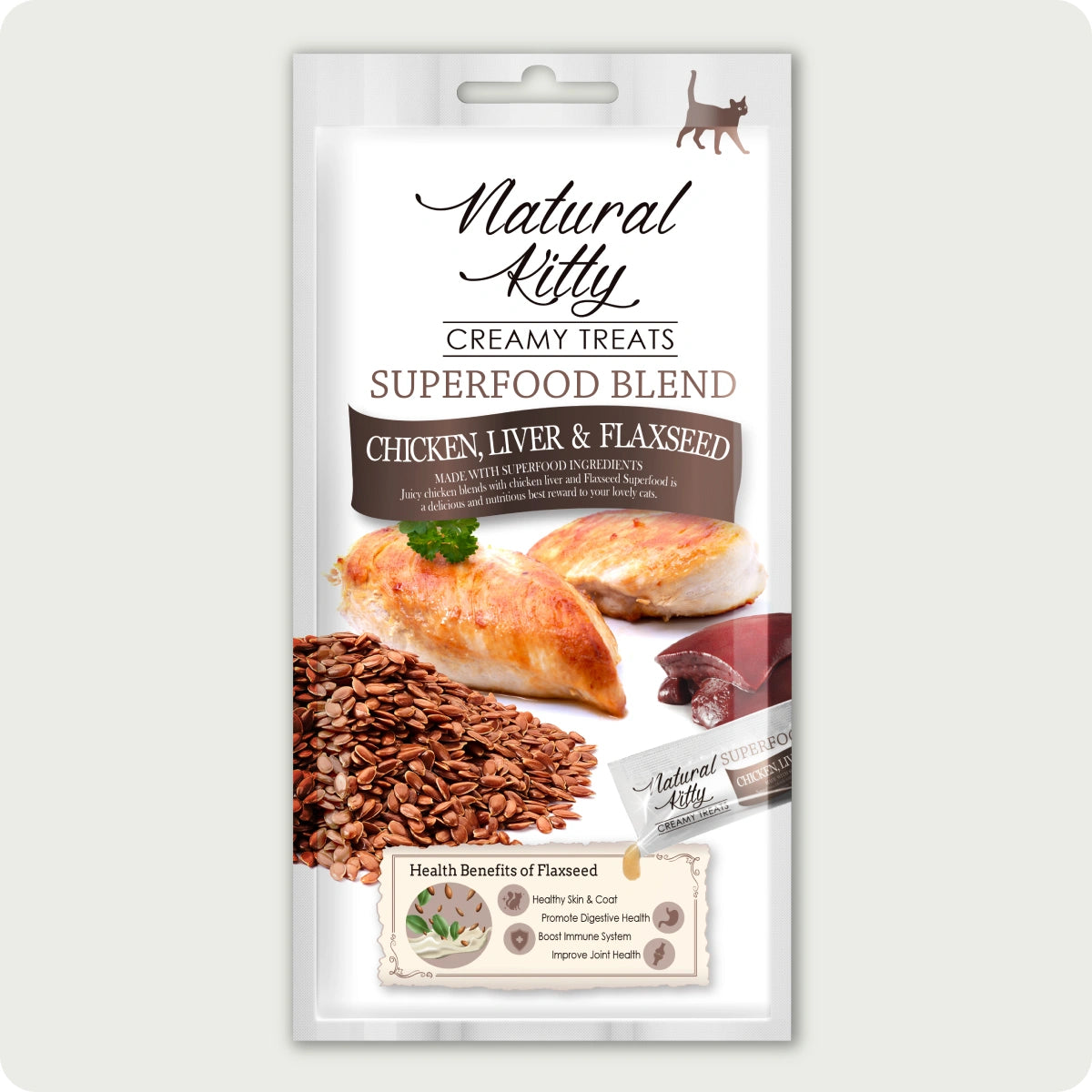 Natural Kitty Creamy Treats Fegato di pollo e semi di lino